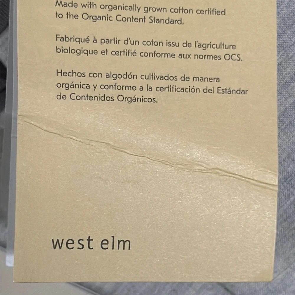 West Elm Pleated Grid Heather Gray Shams King NWT